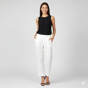 Aritzia Babaton Pants Straight Skinny Leg cuffed ankle Off white Tapered Trouser